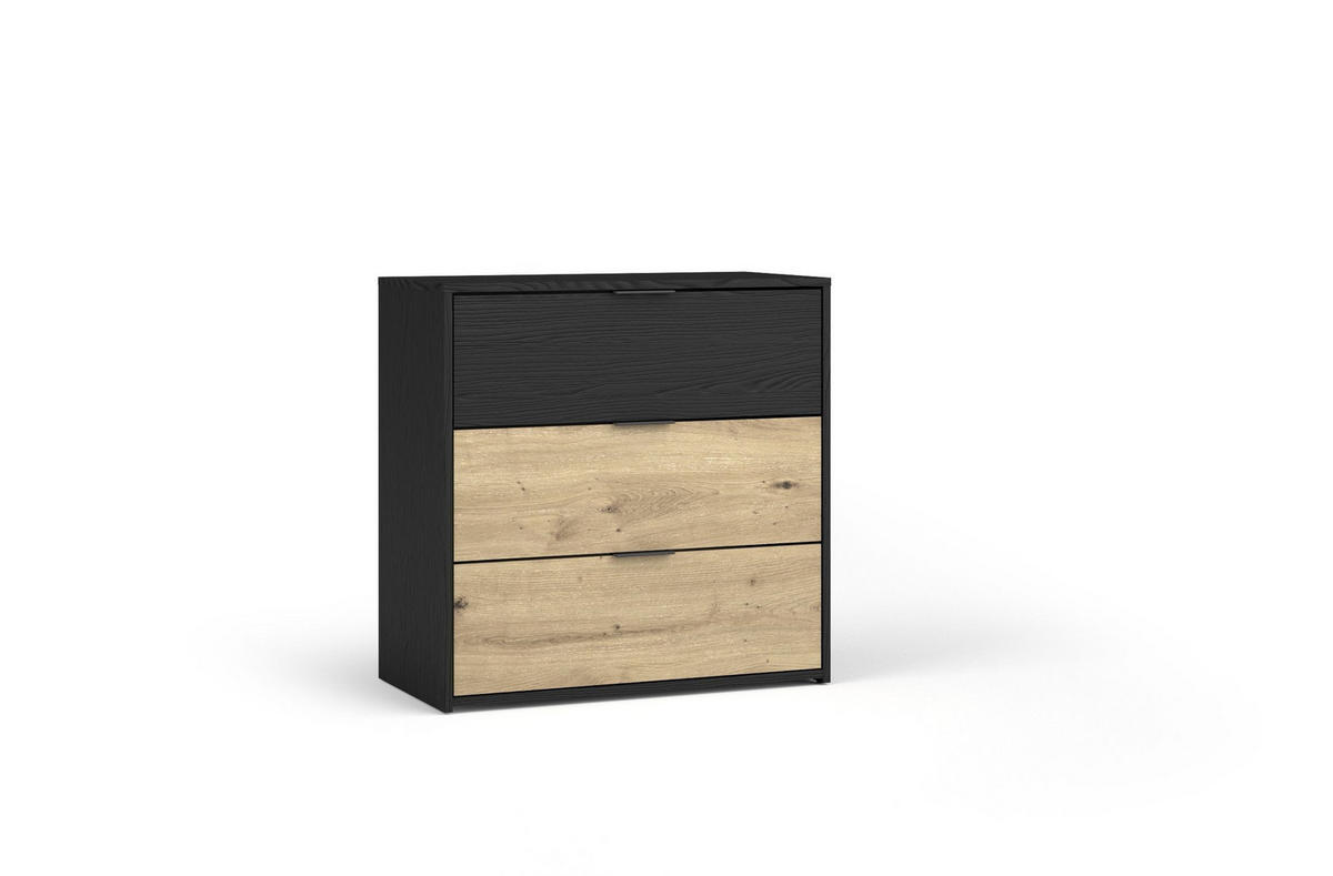 KOMMODE LAMON 80/80/40cm mit 3 Schubladen Türen Graphitfarben - Graphitfarben/Eiche Artisan, Holzwerkstoff (80/80/40cm) - MASSENO