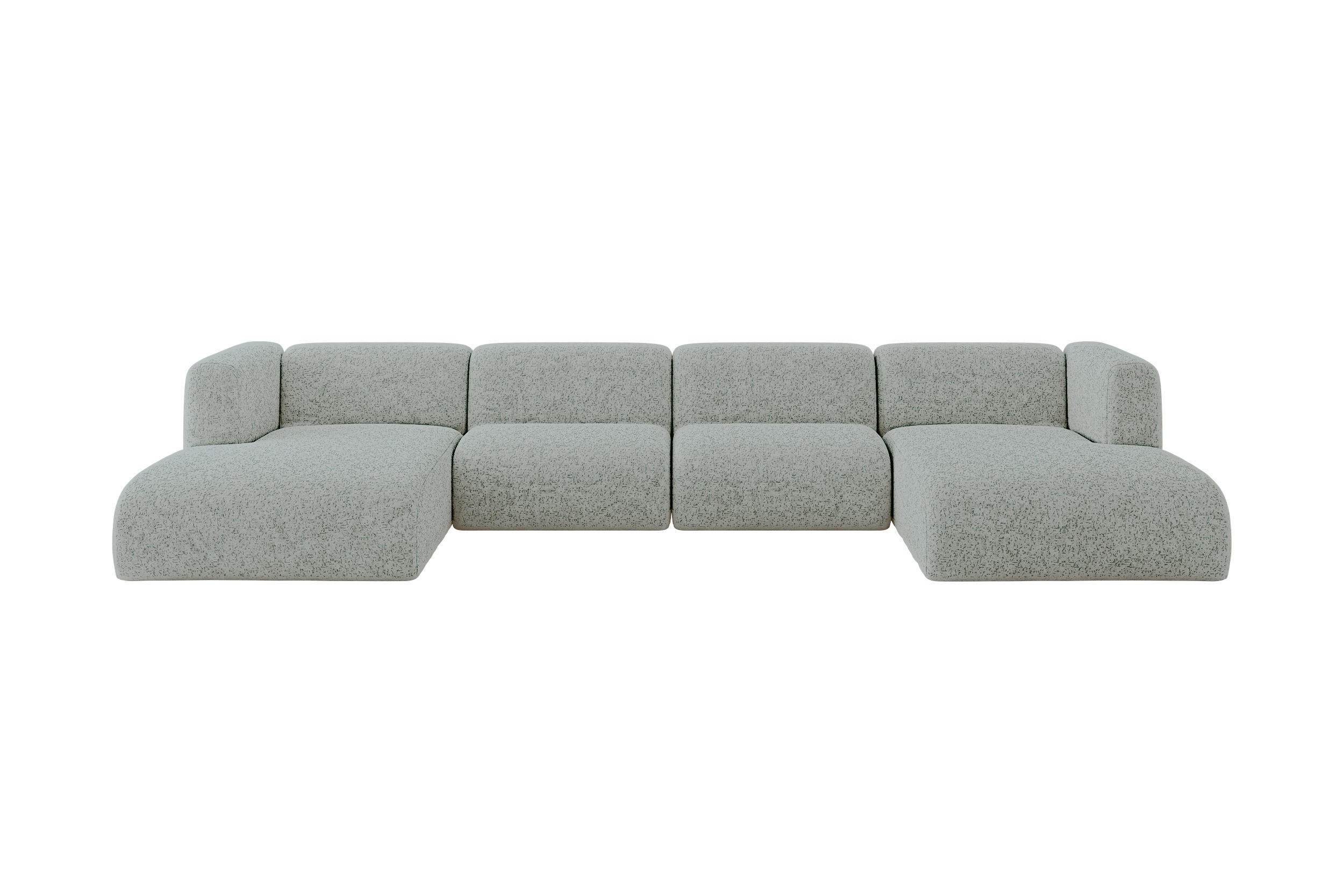 WOHNLANDSCHAFT MIRA-U2 408x179x70 Grün Velours - Schwarz/Hellgrün, Holzwerkstoff/Kunststoff (408/70/179cm) - ALTDECOR