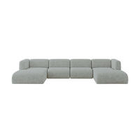 WOHNLANDSCHAFT MIRA-U2 408x179x70 Grün Velours - Schwarz/Hellgrün, Holzwerkstoff/Kunststoff (408/70/179cm) - ALTDECOR
