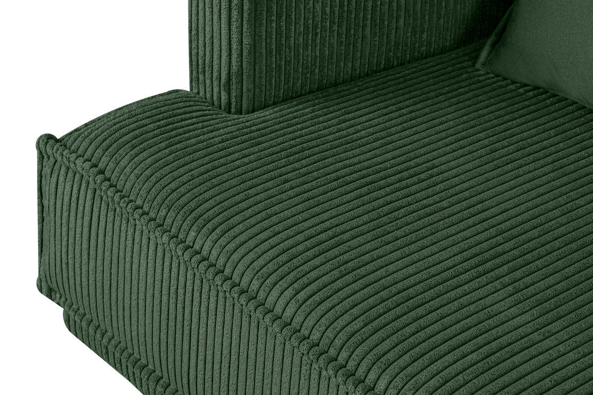 3-SITZER-SOFA GANZO 2 Kissen inklusive, Cord-Stoff, dunkelgrün - Dunkelgrün/Schwarz, Textil/Metall (193/84/92cm) - KONSIMO®