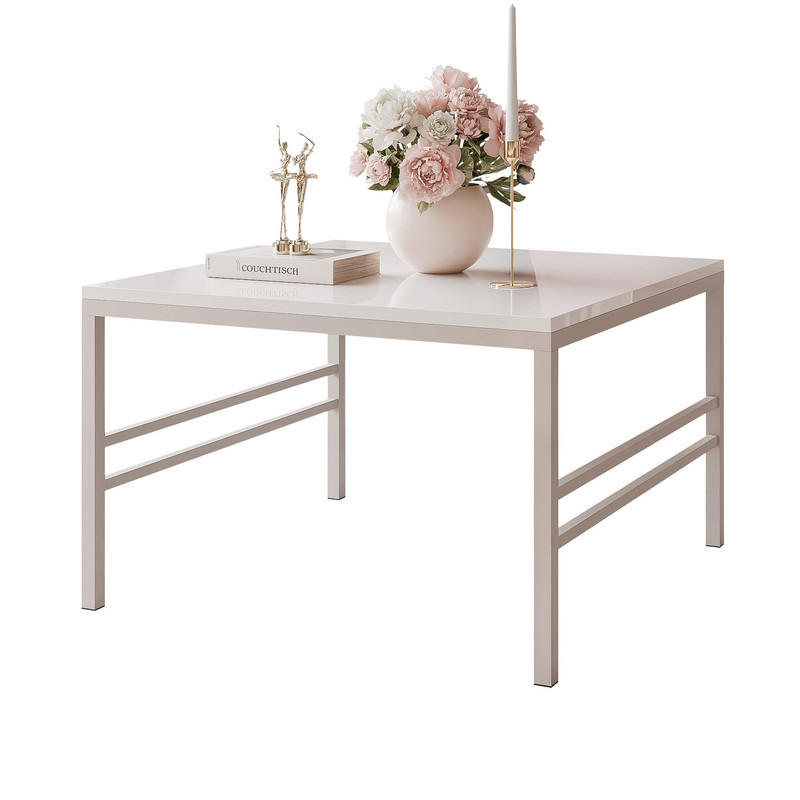 Idohome Couchtisch Weiß Hochglanz 70x46x70 cm
