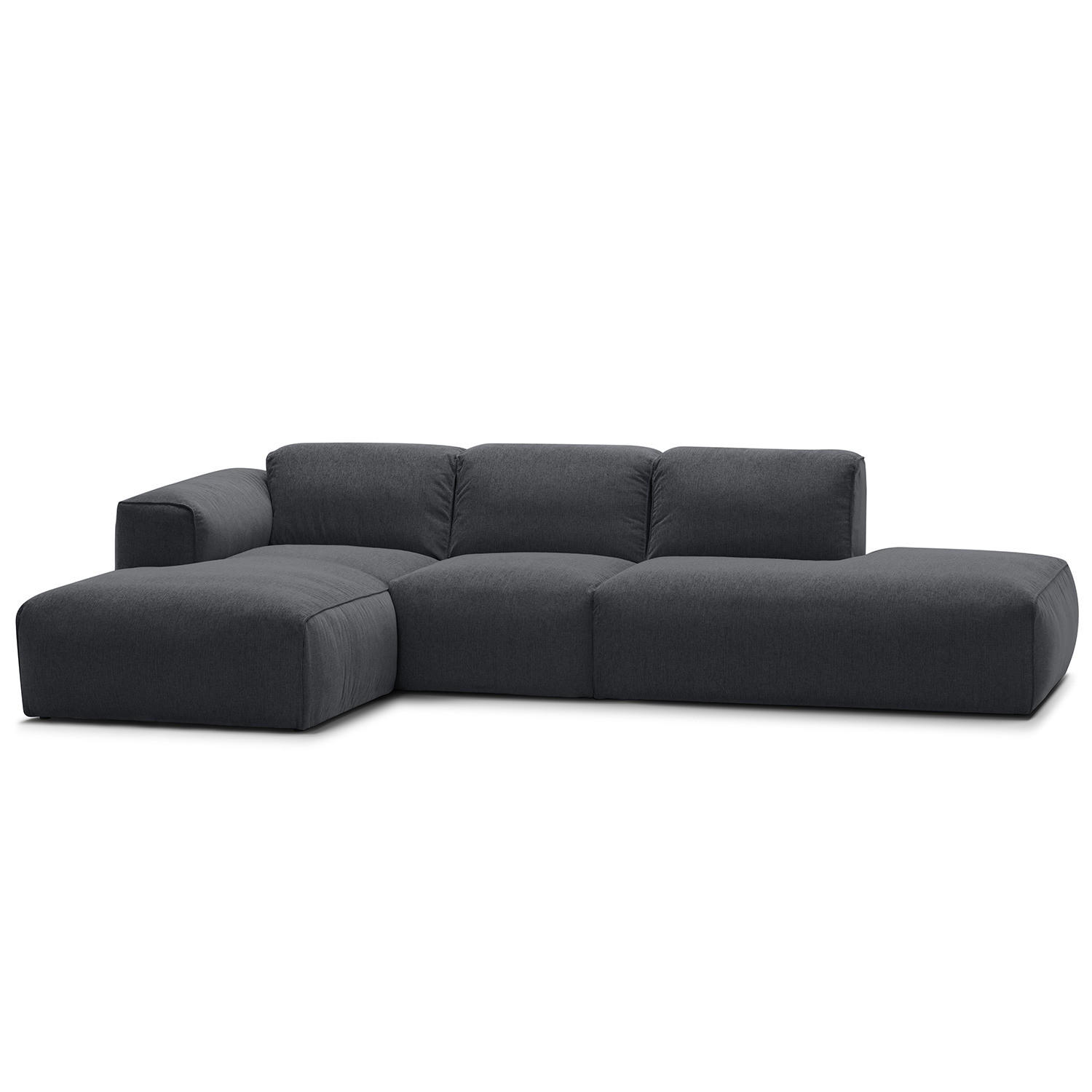 ECKSOFA mit Chaiselongue - Schwarz/Grau, Kunststoff/Textil (290/173cm) - home24
