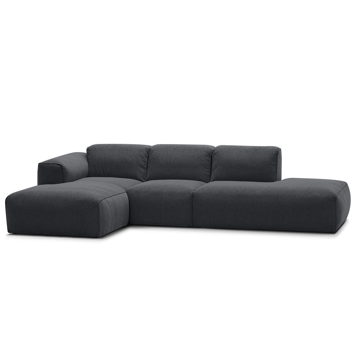 ECKSOFA mit Chaiselongue - Schwarz/Grau, Kunststoff/Textil (290/173cm) - home24