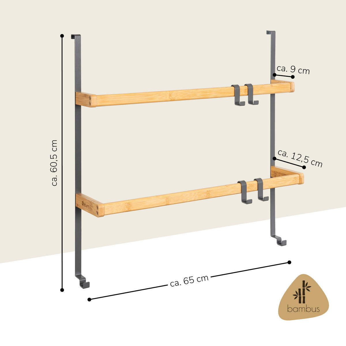 TÜR-HÄNGEREGAL, grau - Grau, Holz (65/86/17cm) - eluno