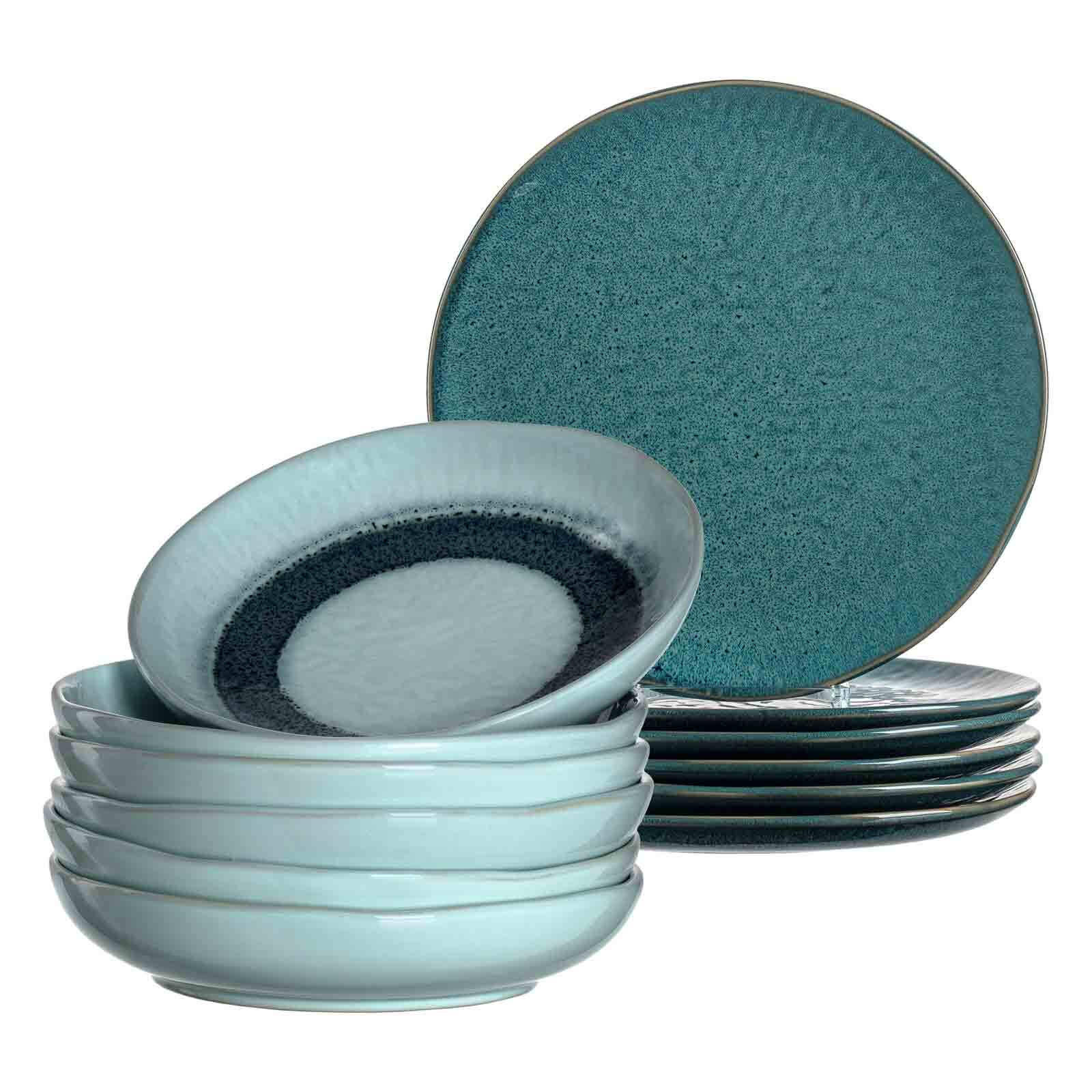 TAFELSERVICE Matera Blau 12-tlg. - Blau, Keramik (2/2/2cm) - Leonardo Living