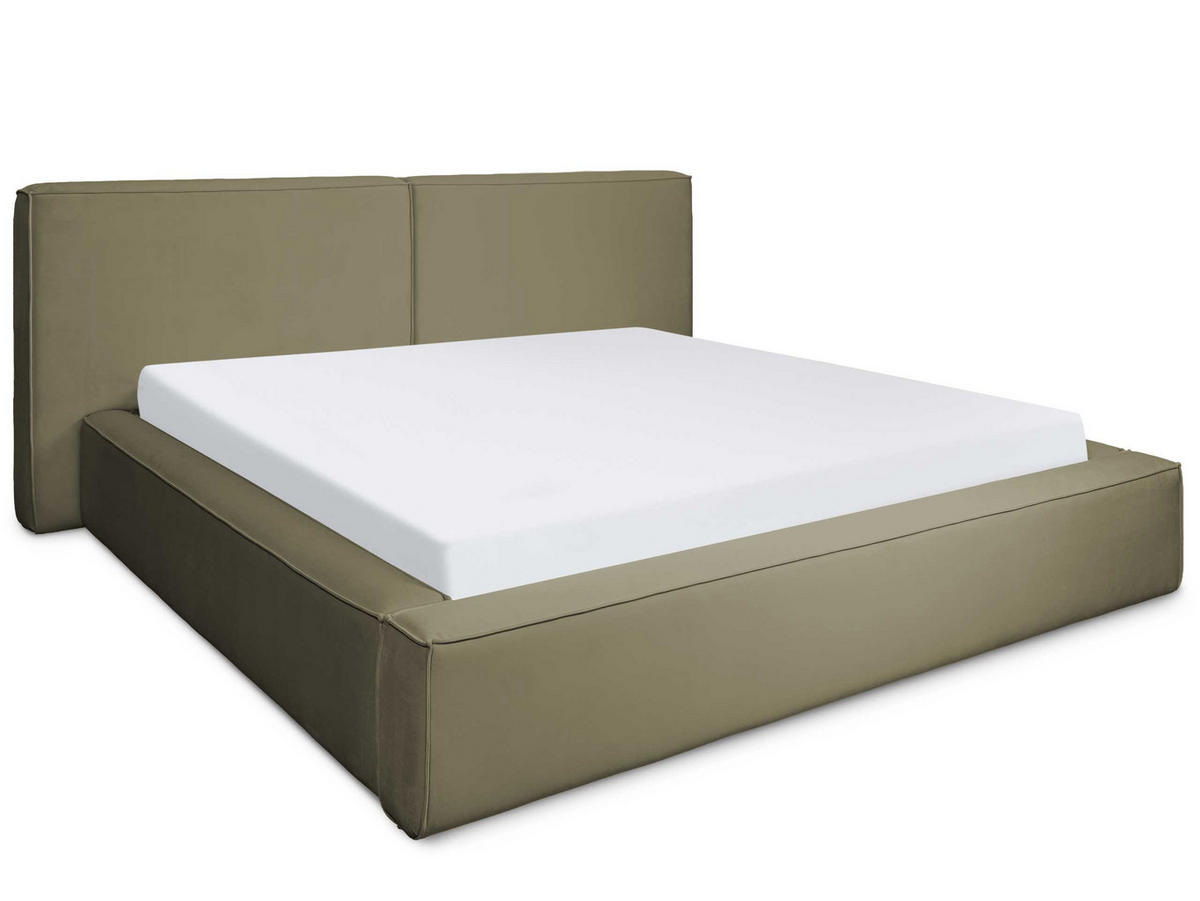 POLSTERBETT Jodie XL Oliv 160/200 cm Samt mit Bettkasten - Olivgrün, Textil/Metall (160/200cm) - wonello