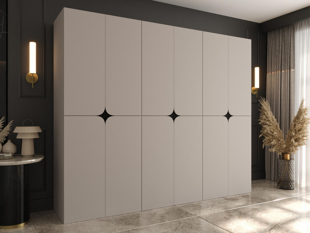 DREHTÜRENSCHRANK Espresso 240 cm - Kaschmir/Schwarz, Holzwerkstoff/Kunststoff (240/203/50cm) - MIRJAN24