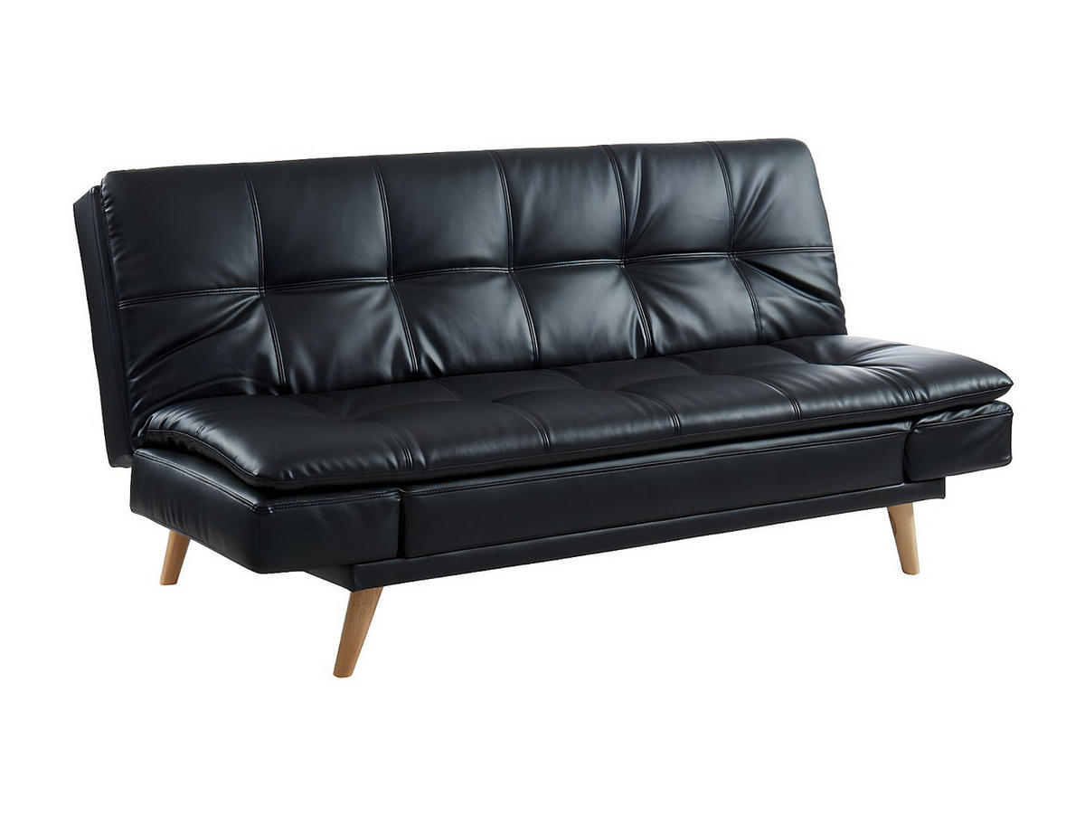 SCHLAFSOFA - 3 Personen - Kunstleder - Schwarz - - Schwarz, Leder (185/91/94cm) - Vente-Unique