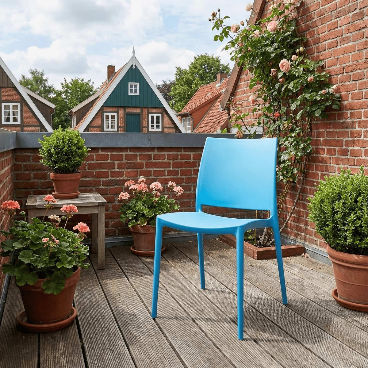 GARTENSTUHL Kunststoff Blau - Blau, Kunststoff (42/81/49cm) - CLP