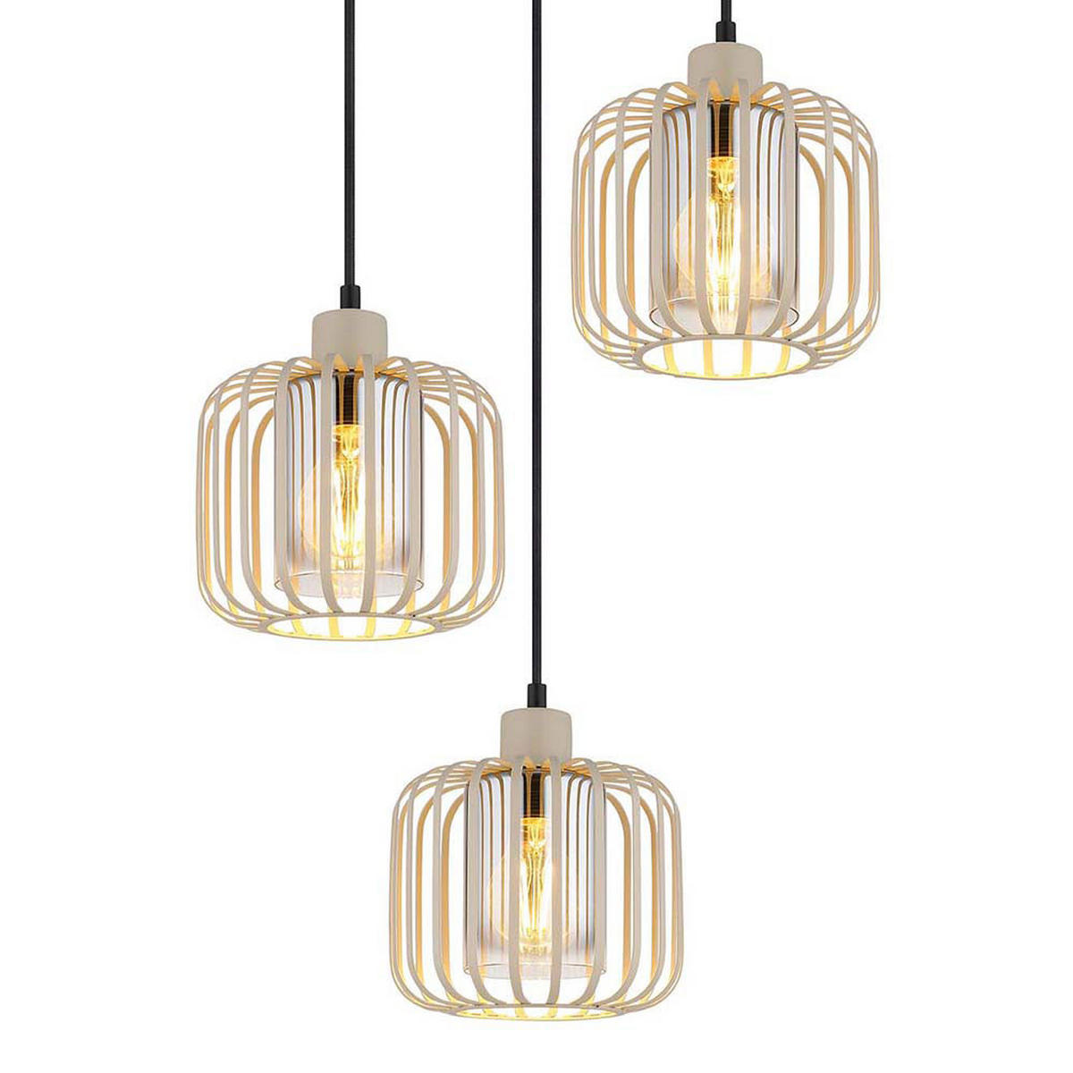 HÄNGELEUCHTE Alfred Metallstabe Sand Beige - Beige, Glas (44/44/120cm) - Globo Lighting