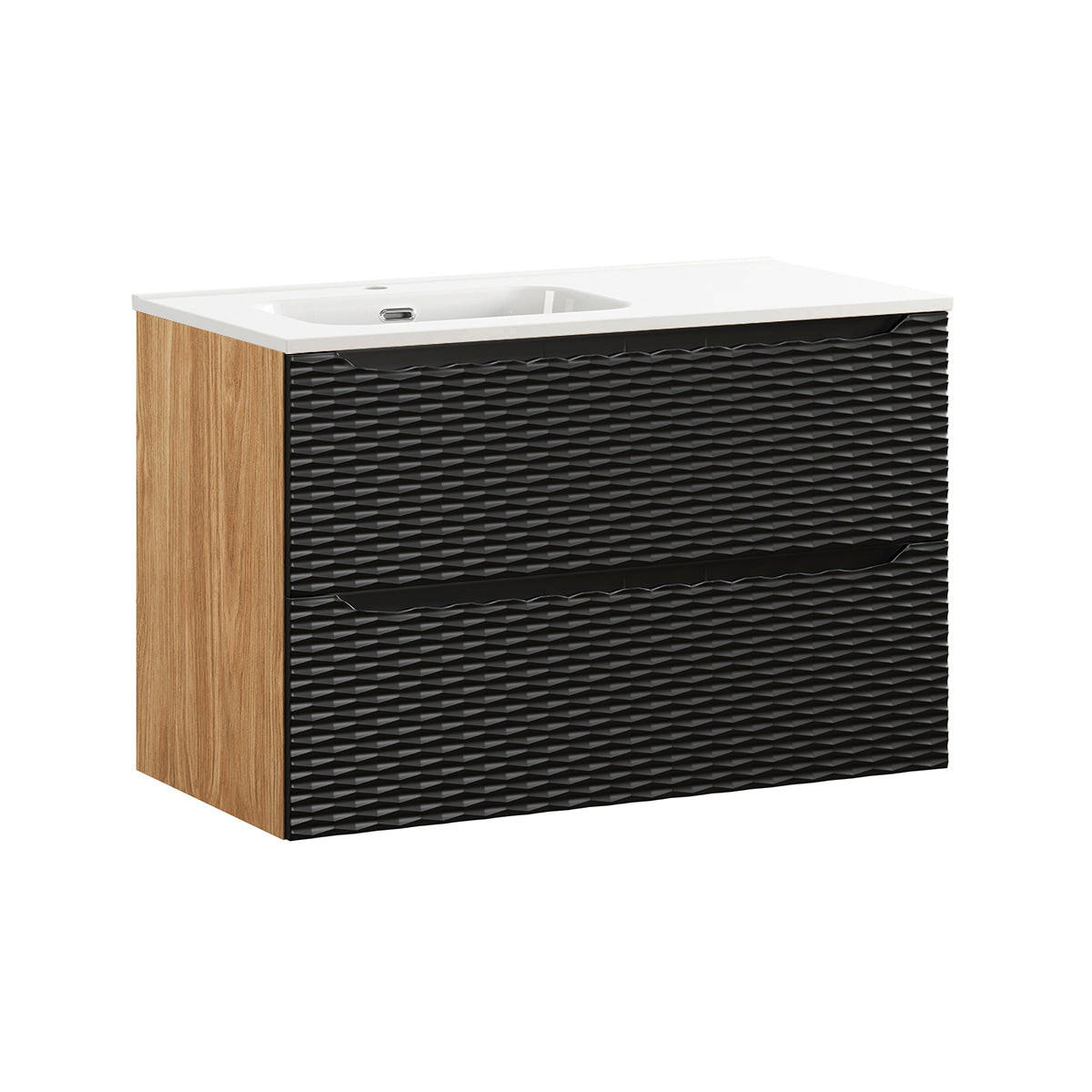 Petits-meubles UMYVADLO 90cm Elora Černá a dřevěná