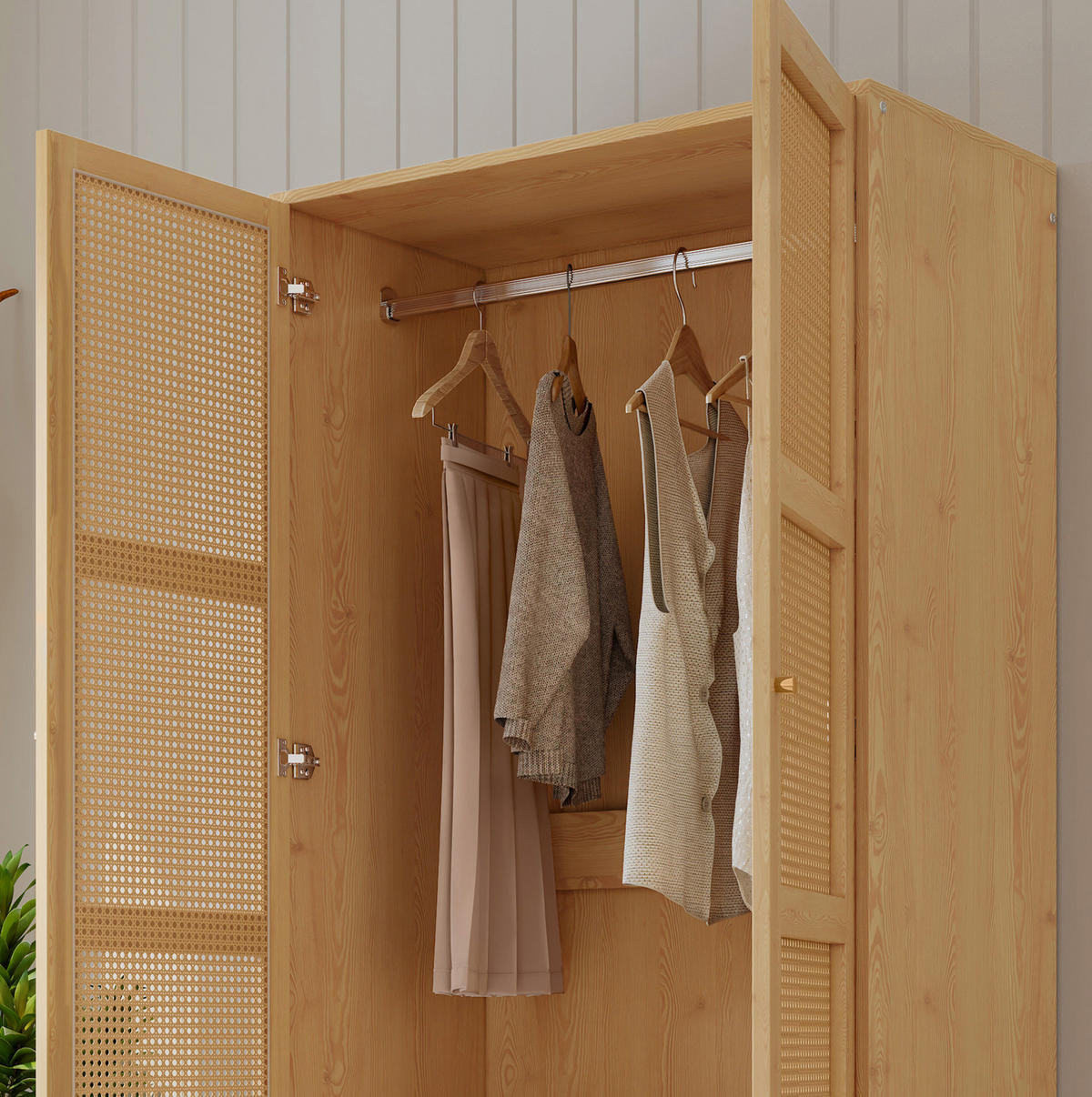 KLEIDERSCHRANK 90/183/45 cm Natur aus Holz mit Flip-Top-Deckel - Naturfarben, Holz (45/183/90cm) - OKMYHOME
