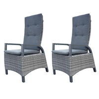 GARTENSTUHL 2er Set Berlin Hochlehner - Grau, Kunststoff (67/112/60cm) - DELUKE