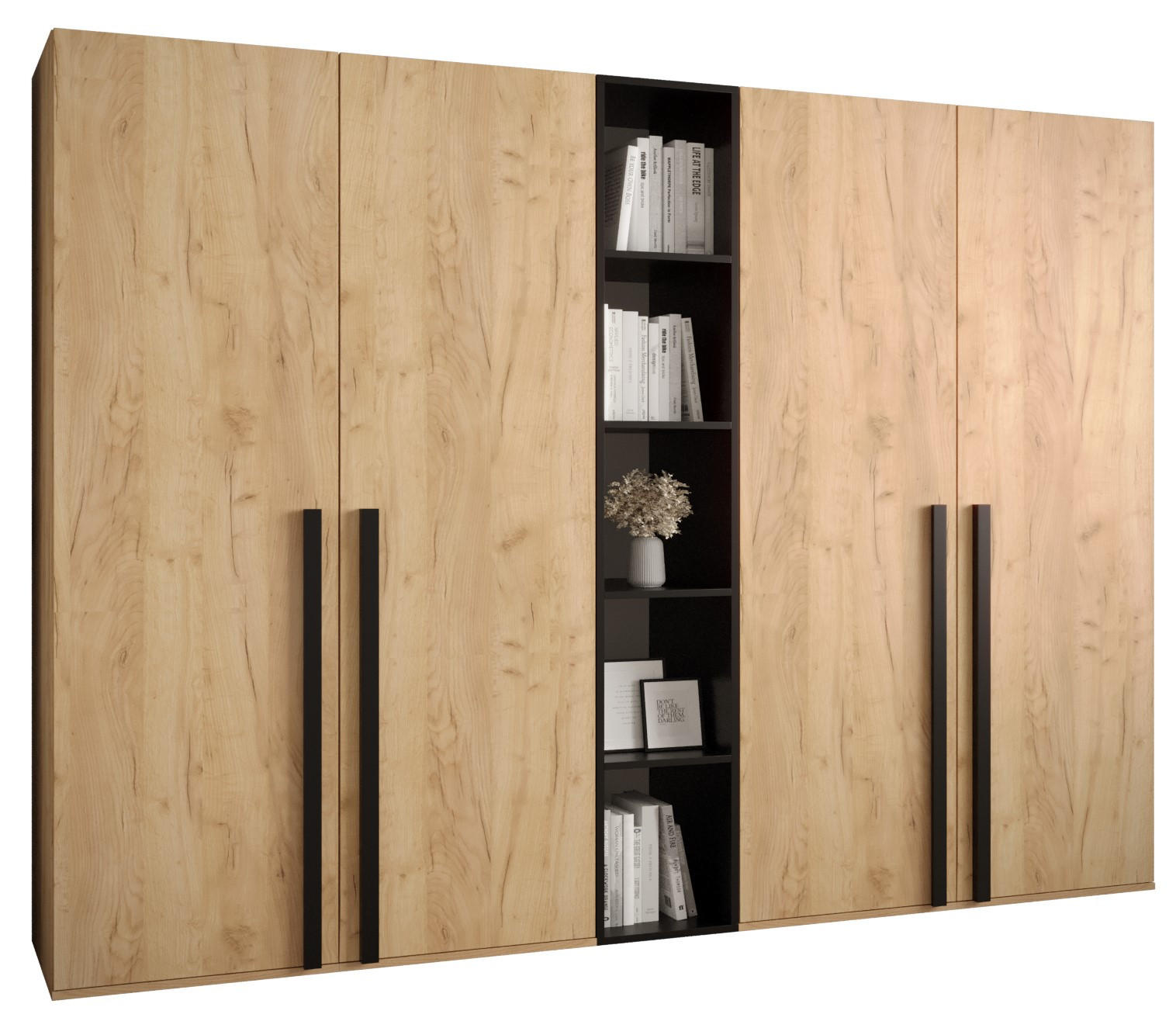 GARDEROBENSCHRANK 230/184/42 - Eichefarben/Schwarz, Holz/Kunststoff (230/184/42cm) - MÖBEL KRYSPOL