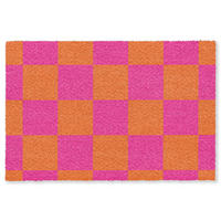 FUSSMATTE Schachbrettmuster - Orange - Rosa - Blöcke Schmutzfangmatte 180x120 cm - Pink, Kunststoff (180/120cm) - MuchoWow