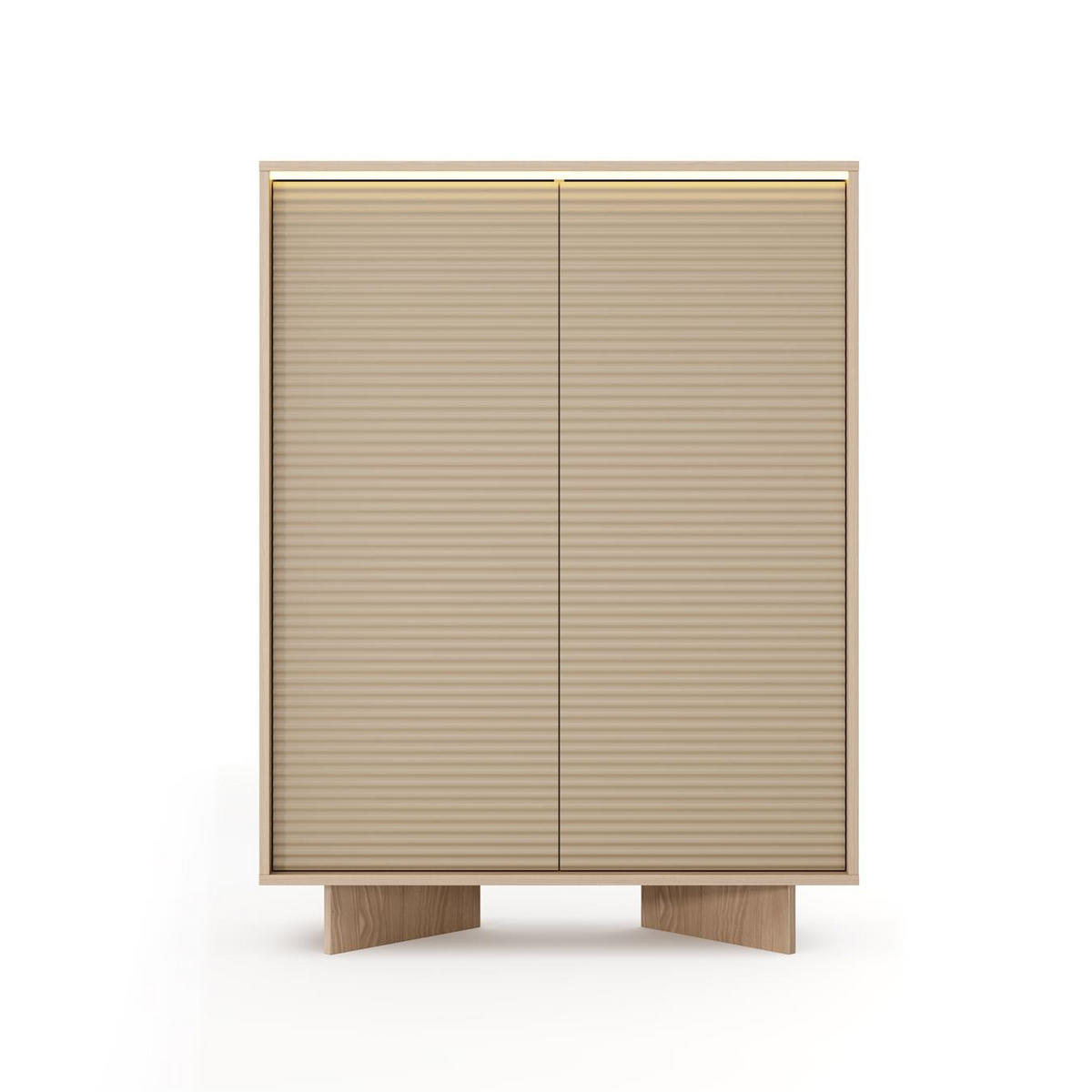 HIGHBOARD DEMI Cappuccino, Hochkommode mit LED-Beleuchtung - Cappuccino, Holzwerkstoff (104/138/40cm) - Bettso