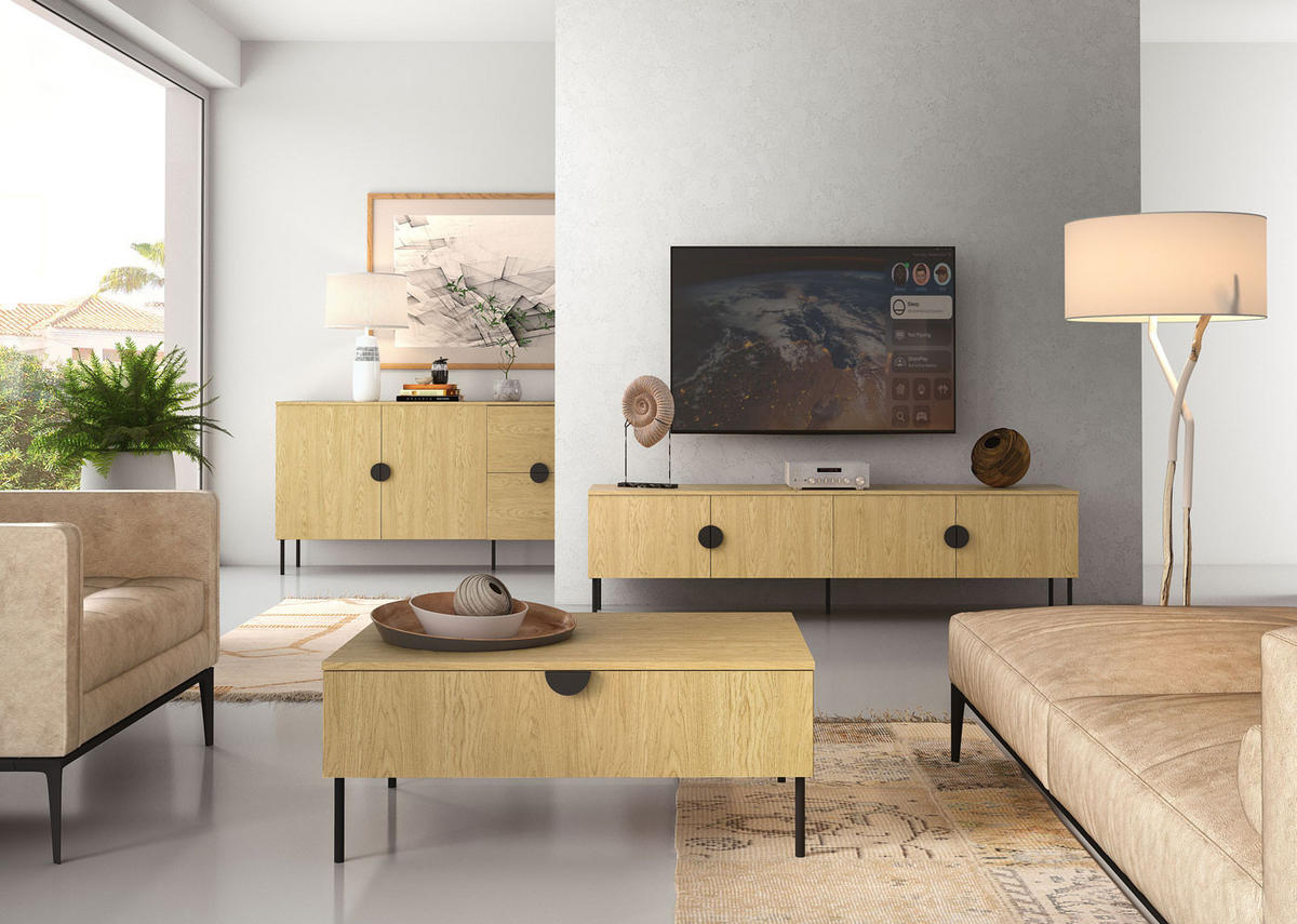 ESSTISCH Mond Eiche Baltic / anthrazit 160-200 / 90 / 75,5cm - Eichefarben/Anthrazit, Holz/Holzwerkstoff (90/200/75cm) - Feldmann-Wohnen