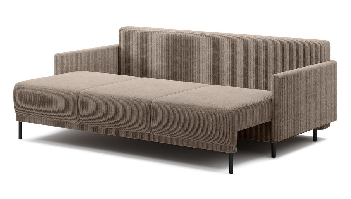 SCHLAFSOFA Hamiel Beige Cordbezug 212 cm - Beige/Schwarz, Holz/Textil (212/87/97cm) - Selsey