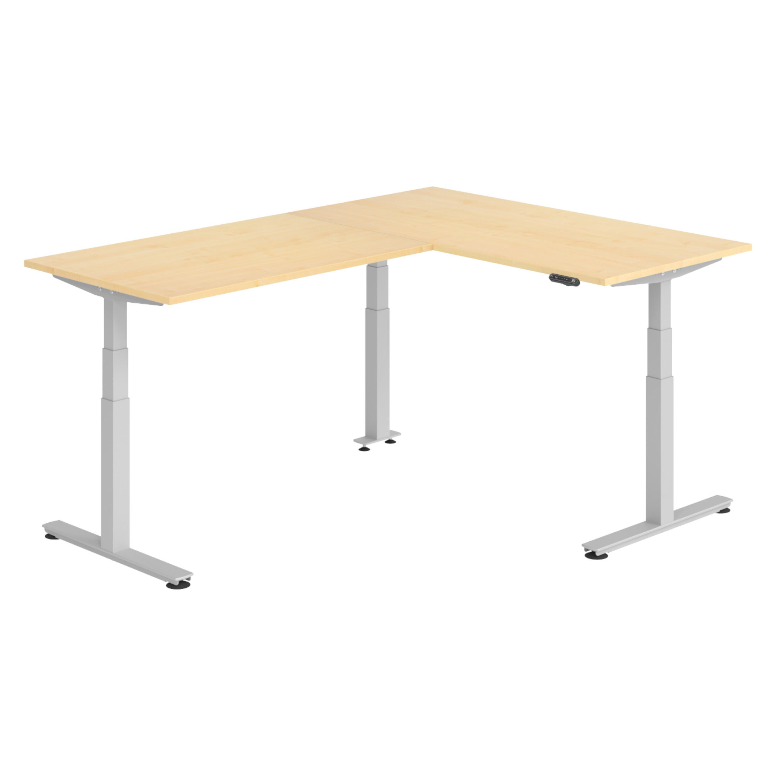 bümö Eckschreibtisch Ahorn, Silber 160x74x220 cm