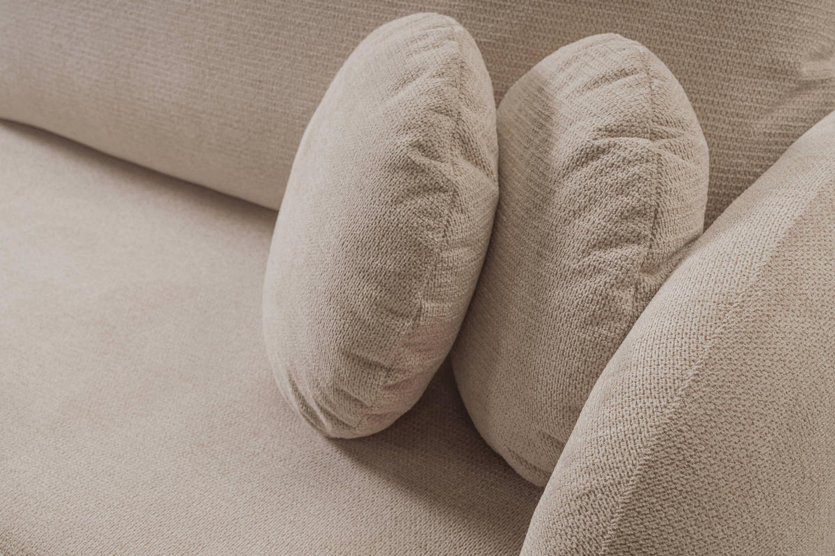 ECKSOFA AMICO L-S Beige Geflochtener Stoff mit Schlaffunktion - Beige, Holz (248/174cm) - MASSENO