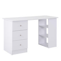 SCHREIBTISCH Weiß mit 3 Schubladen und 2 Regalfächern 120/49/72 cm - Weiß, Holz (49/120/72cm) - PANGIVO