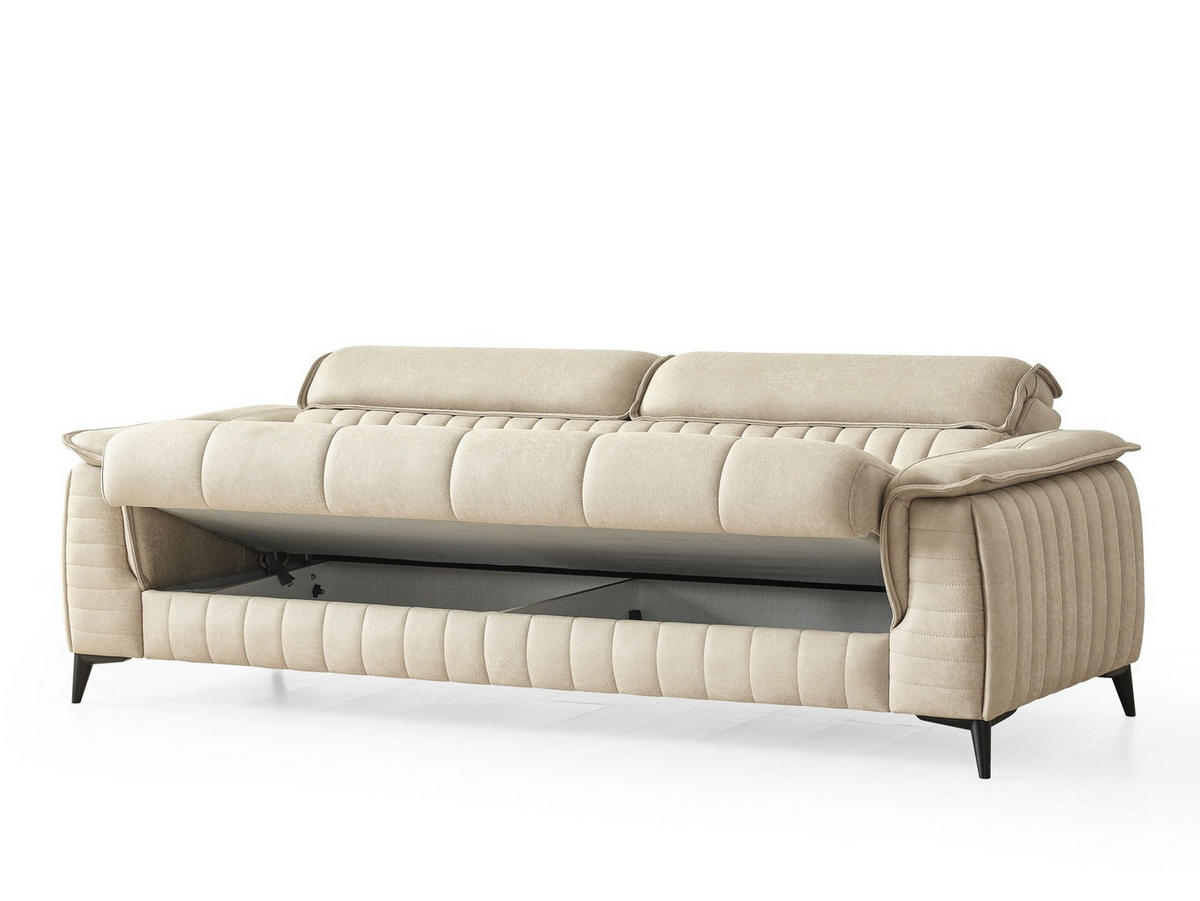 SITZGARNITUR Regina, Beige Stellvariante 3+3 - Beige, Holzwerkstoff/Kunststoff (243/85/95cm)