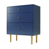 KOMODA s 3 predali v mornarsko modri barvi, 75/89 cm - temno modra, les (40/89/75cm) - OKMYHOME