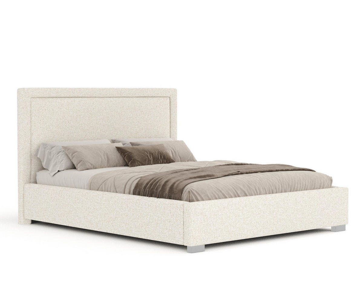 POLSTERBETT Ordina Creme 160/200 cm im Plüsch-Stoff - Silberfarben/Creme, Holz/Holzwerkstoff (160/200cm) - Maison de Reve