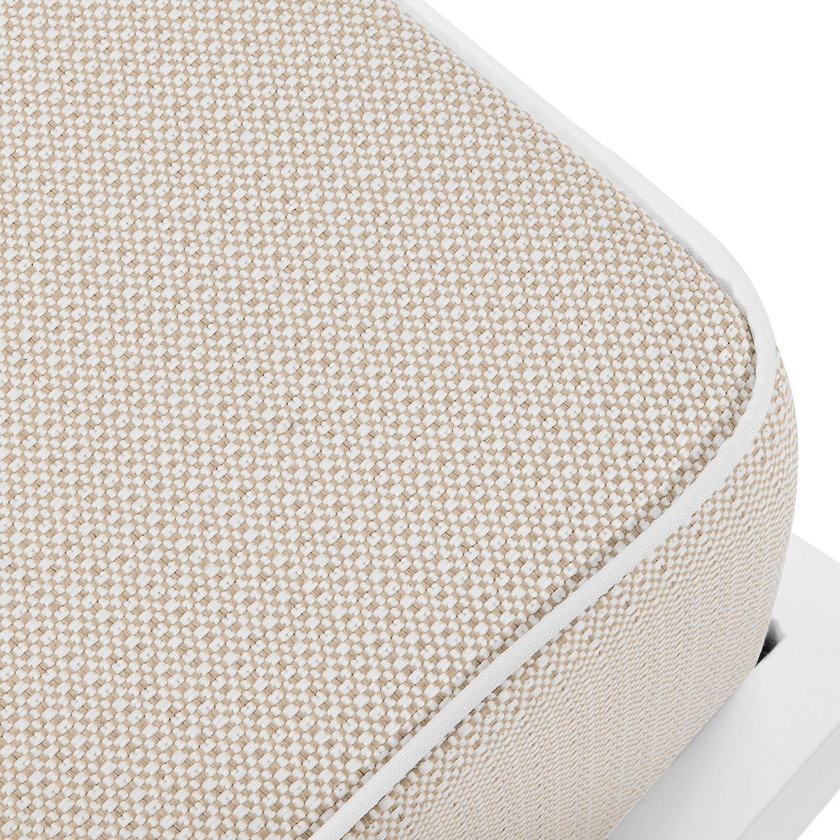 GARTENLOUNGE-HOCKER TRIGLO auf Metallfüßen, Modern, Weiß - Beige/Weiß, Textil/Metall (69/44/54cm) - KONSIMO®