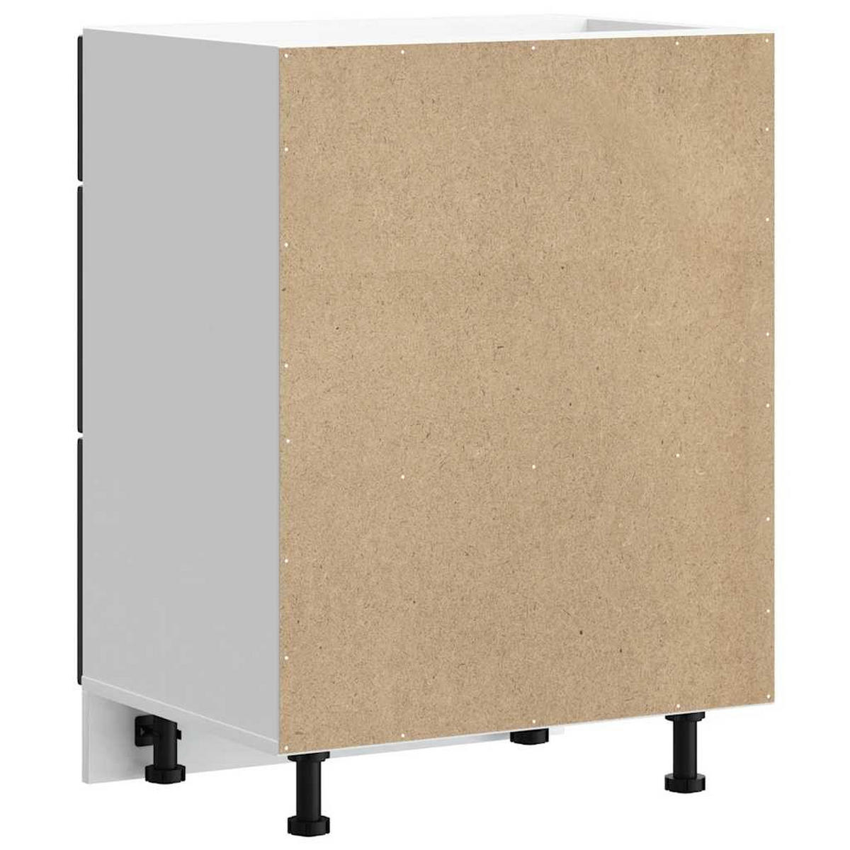 KÜCHENUNTERSCHRANK Porto mit 3 Schubladen 60/46/81,5 cm aus Holzwerkstoff Schwarz - Schwarz, Holz (60/81.5/46cm) - vidaXL