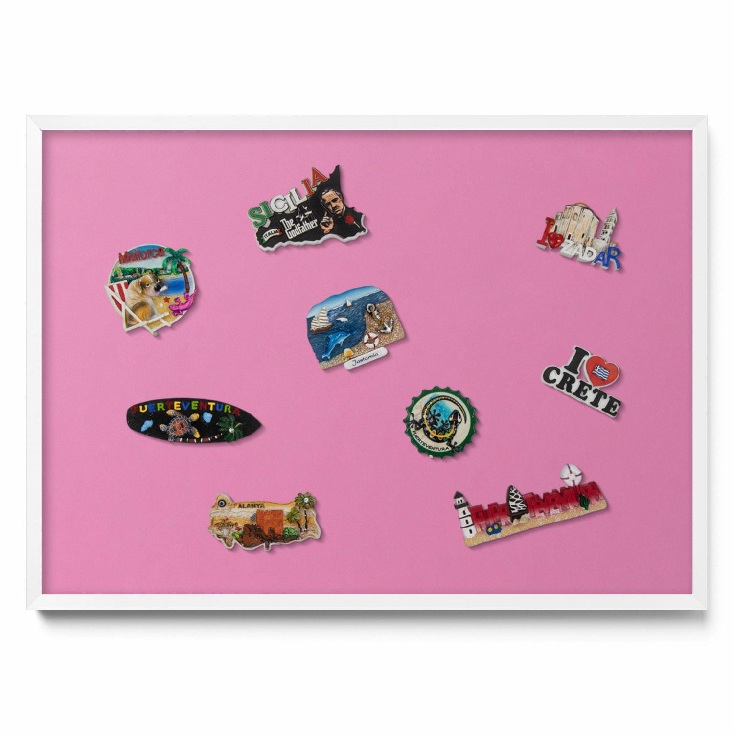 MAGNETTAFEL 70x50 cm Weißer Rahmen Pink - Magenta, Metall (70/50/0.4cm) - TULUP