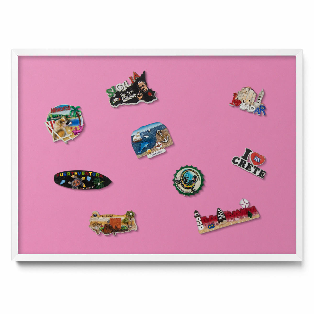 MAGNETTAFEL 70x50 cm Weißer Rahmen Pink - Magenta, Metall (70/50/0.4cm) - TULUP