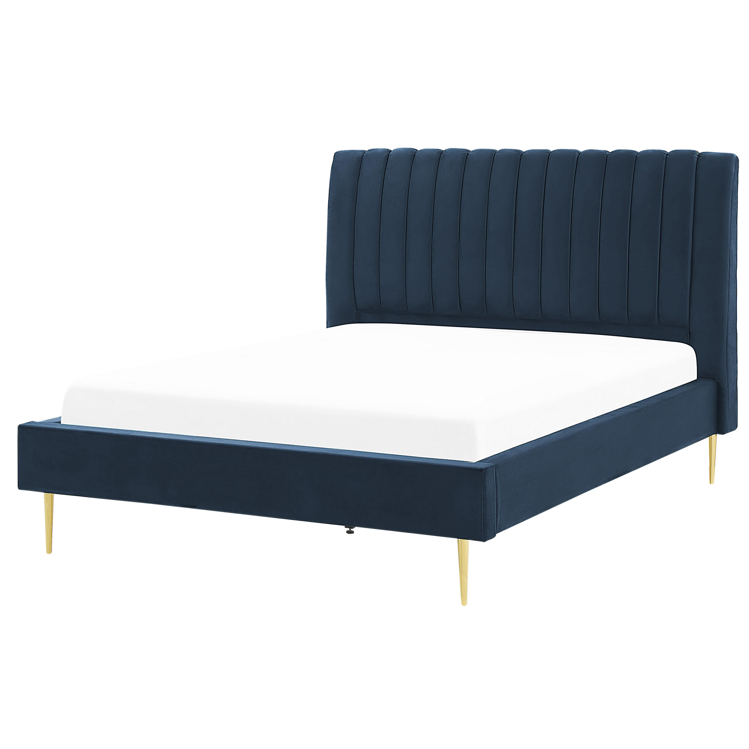 POLSTERBETT 140/200cm Dunkelblau Marville - Dunkelblau, Textil (140/200cm) - Beliani