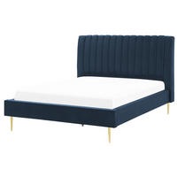 POLSTERBETT 140/200cm Dunkelblau Marville - Dunkelblau, Textil (140/200cm) - Beliani