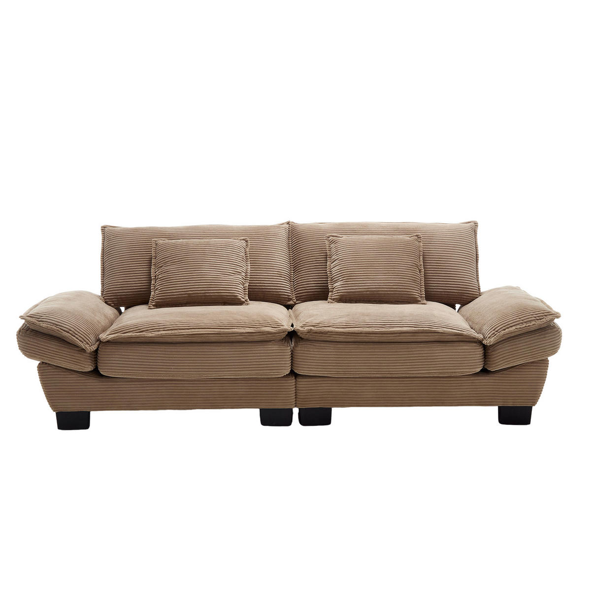 SOFA 2-Sitzer mit Kissen aus Velvet Khaki 224/81/81 cm - Naturfarben, Textil (224/81/81cm) - OKWISH