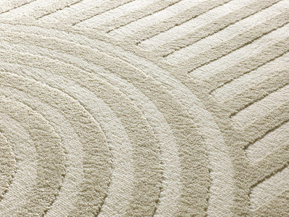 WEBTEPPICH mit geometrischem Muster Weiß Geprägt Zen 160/230 cm - Weiß, Naturmaterialien/Textil (160/230cm) - Atticgo