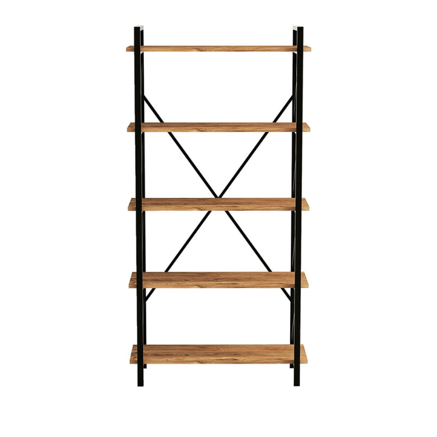 BÜCHERREGAL Fani in Holzoptik im zeitgenössischen Stil - Braun, Metall (180/34/90cm) - Concept Usine