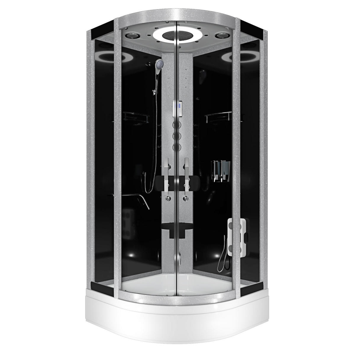 FERTIGDUSCHE Dusche D58-63T1 Schwarz 100x100 - Schwarz, Glas/Kunststoff (100/100/225cm) - AcquaVapore by Sandra Jentho