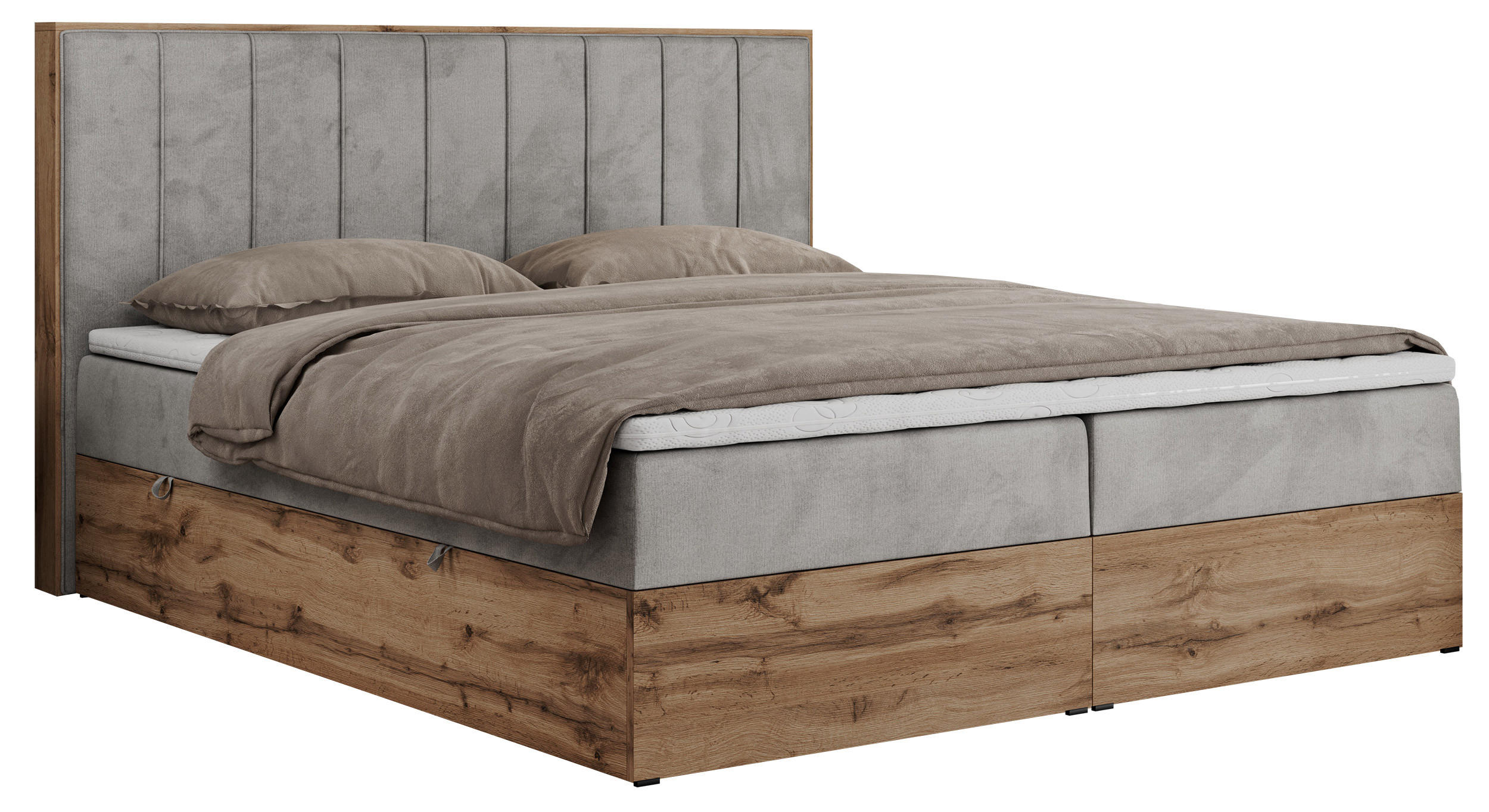 BOXBETT BELLISSIMO 140/200 Hellgrau Velvet - H3 - Hellgrau, Holz/Textil (140/200cm) - MKS