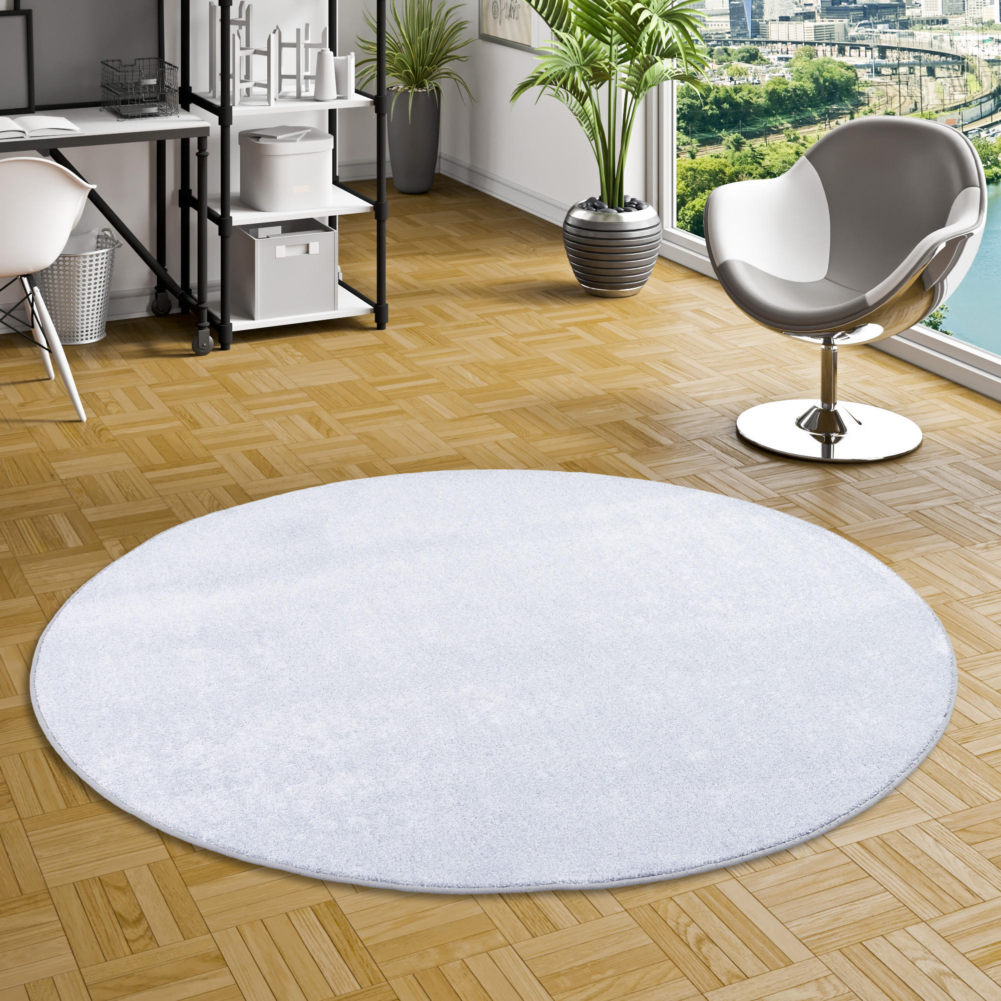 LUXUS SOFT VELOURS TEPPICH SHINE RUND - Silberfarben, Textil (200/200cm) - Snapstyle