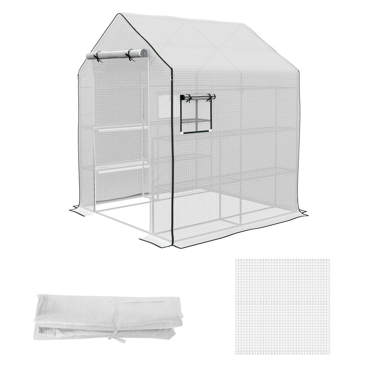 ERSATZFOLIE für Gewächshaus DE-05812 mit aufrollbaren Fenstern & Tür 140/143/190 cm Weiß - Weiß, Kunststoff (143/190/140cm) - ComfortXL