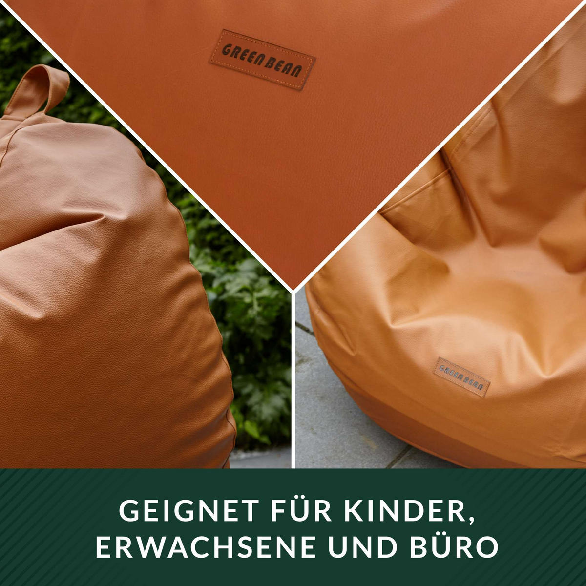 INDOOR SITZSACK Scoop Kunstleder - Hellbraun, Textil (90/70/70cm) - Green Bean