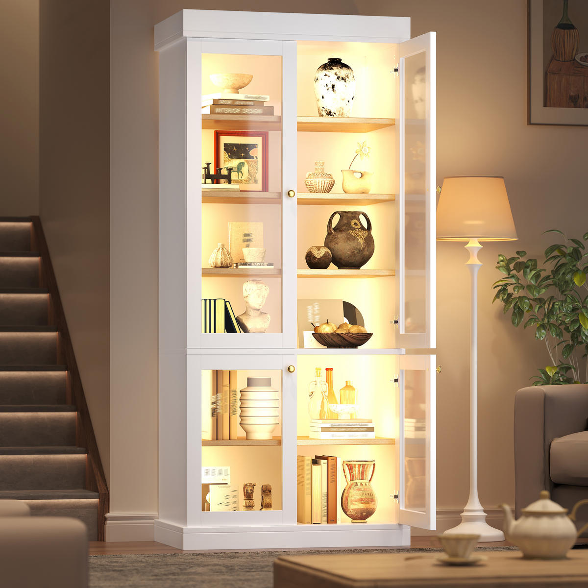 VITRINE LED Glasfront Weiß - Weiß, Glas (80/180/40cm) - FLIEKS