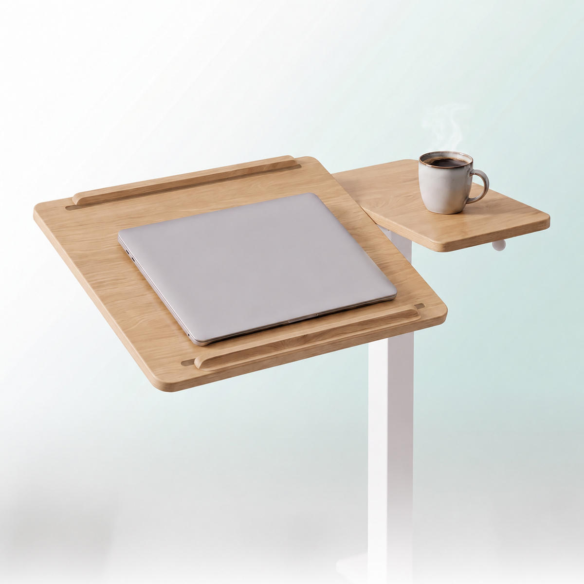 STEHPULT Natur Weiß höhenverstellbar auf Rollen - Multicolor, Holzwerkstoff/Metall (40/68/102cm) - Relaxdays