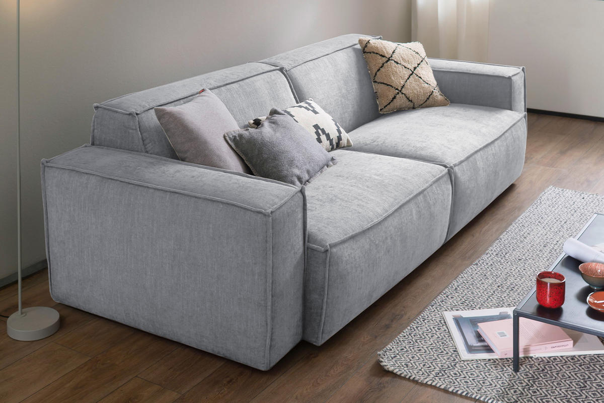 SOFA SAMU Hellgrau Webstoff - Hellgrau/Schwarz, Textil (236/72/106cm) - KAWOLA