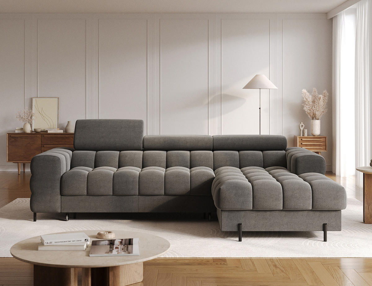 ECKSOFA FELRO mit Schlaffunktion, Bettkasten & verstellbaren Kopfstützen – Modernes Premium-Ecksofa in L-Form - Anthrazit, Kunststoff (181/285cm) - Wohnideebilder