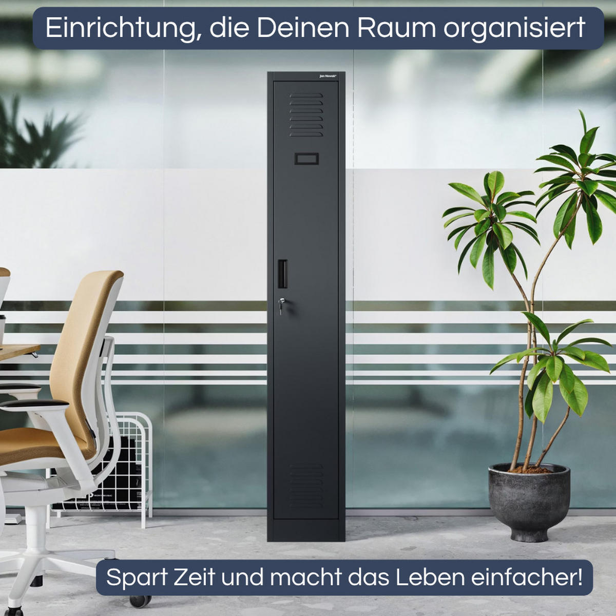 UMKLEIDESCHRANK Spind KACPER 1 Abteil 180x30x50cm Anthrazit - Anthrazit, Metall (30/180/50cm) - Jan Nowak