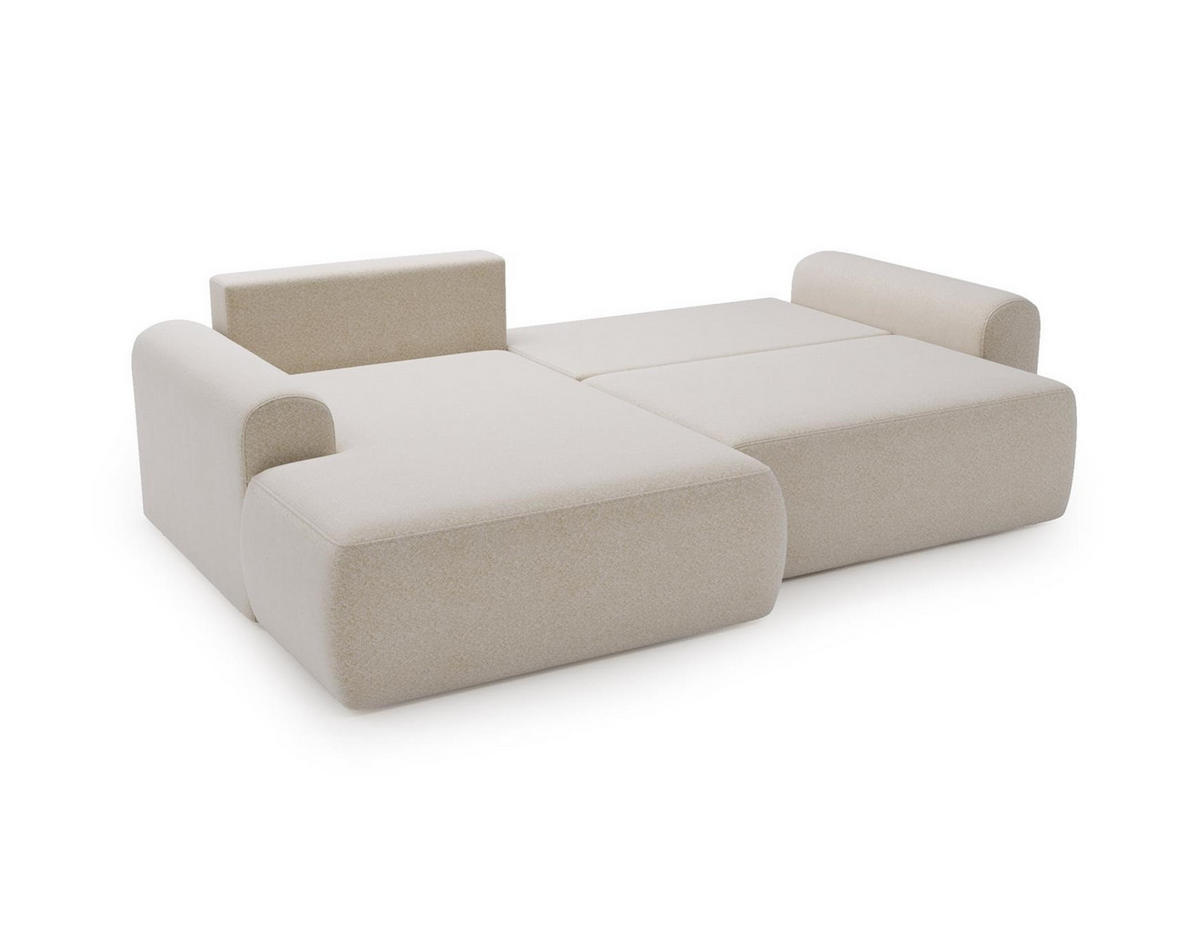 ECKSOFA Aurora Creme, mit Schlaffunktion in Lambi Stoff, linke seite - Creme, Holzwerkstoff/Textil (257/177cm) - Bettso