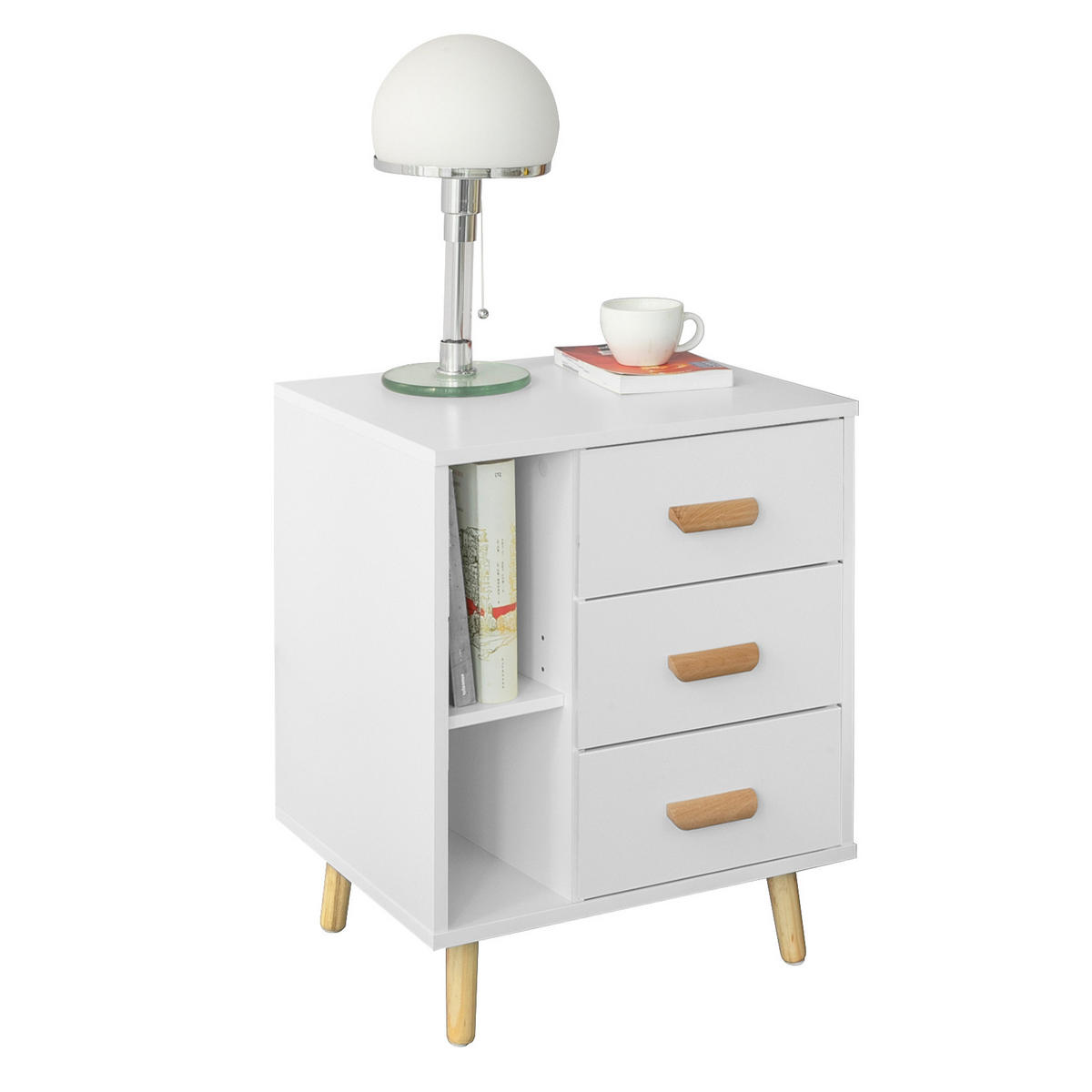 NACHTTISCH Weiß - Weiß, Holzwerkstoff (48/60/40cm) - SoBuy