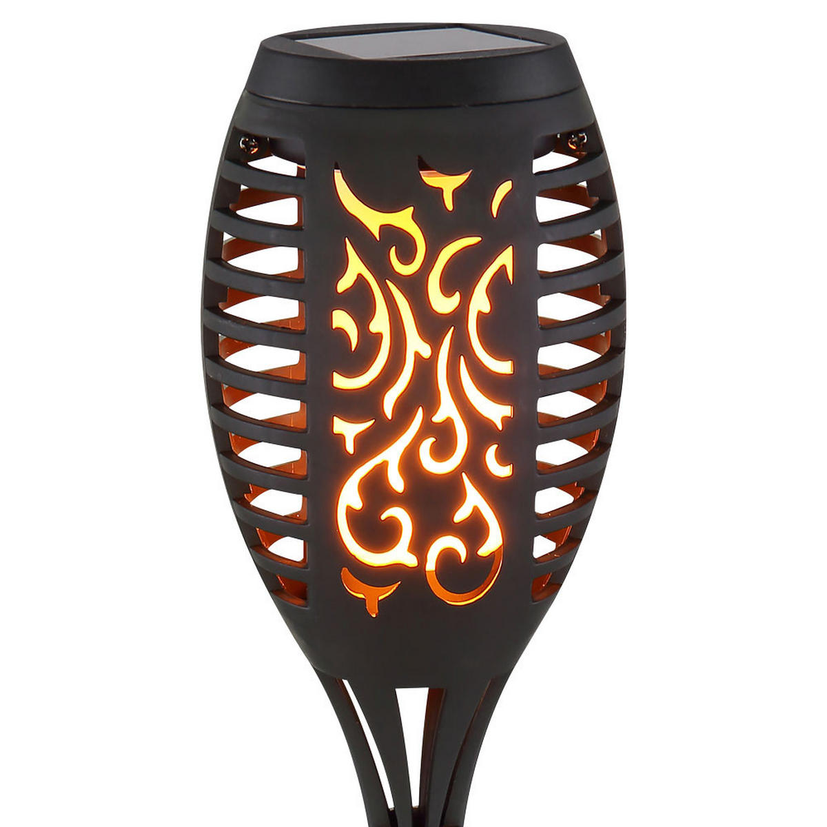 LED AUSSENLEUCHTE Solarleuchten Schwarz Feuereffekt 3er Set - Schwarz, Kunststoff (7.5/7.5/51cm) - Globo Lighting